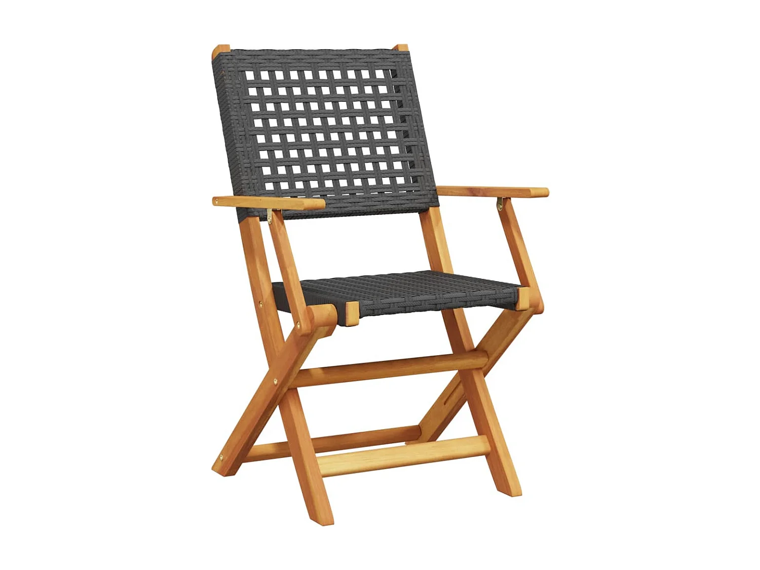 Chaises de jardin lot de 2 noir bois massif d'acacia et rotin