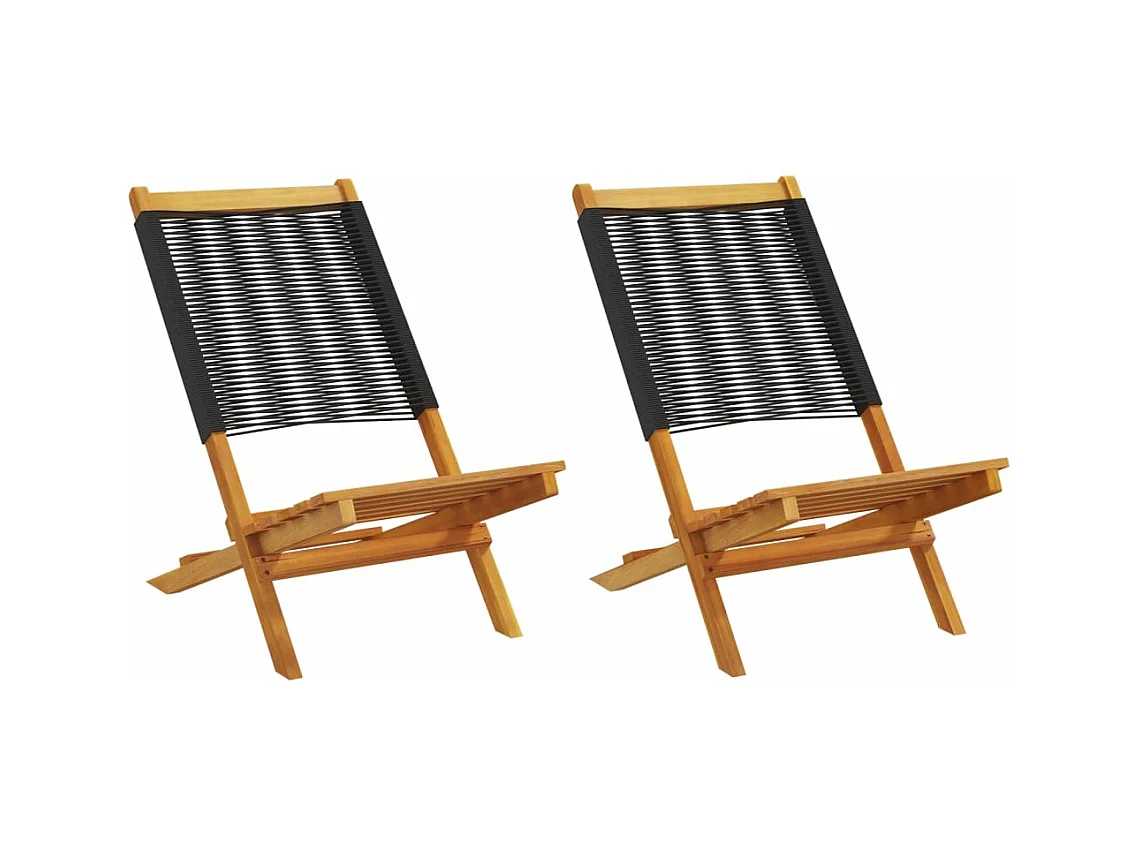 Chaises de jardin lot de 2 noir bois d'acacia et polypropylène