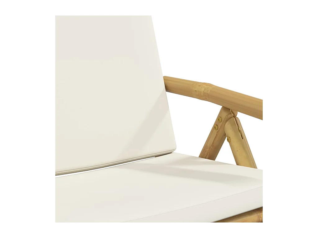 Sillas de bistró plegables con cojines 6 unidades bambú blanco crema