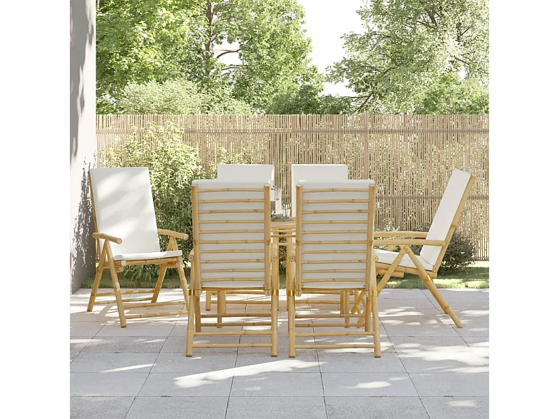 Chaises de bistro pliantes lot de 6 et coussins blanc crème