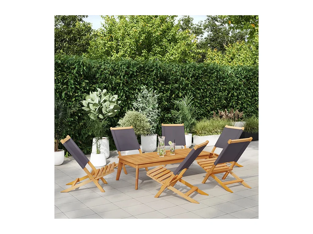 Chaises de jardin pliantes lot de 6 tissu et bois massif