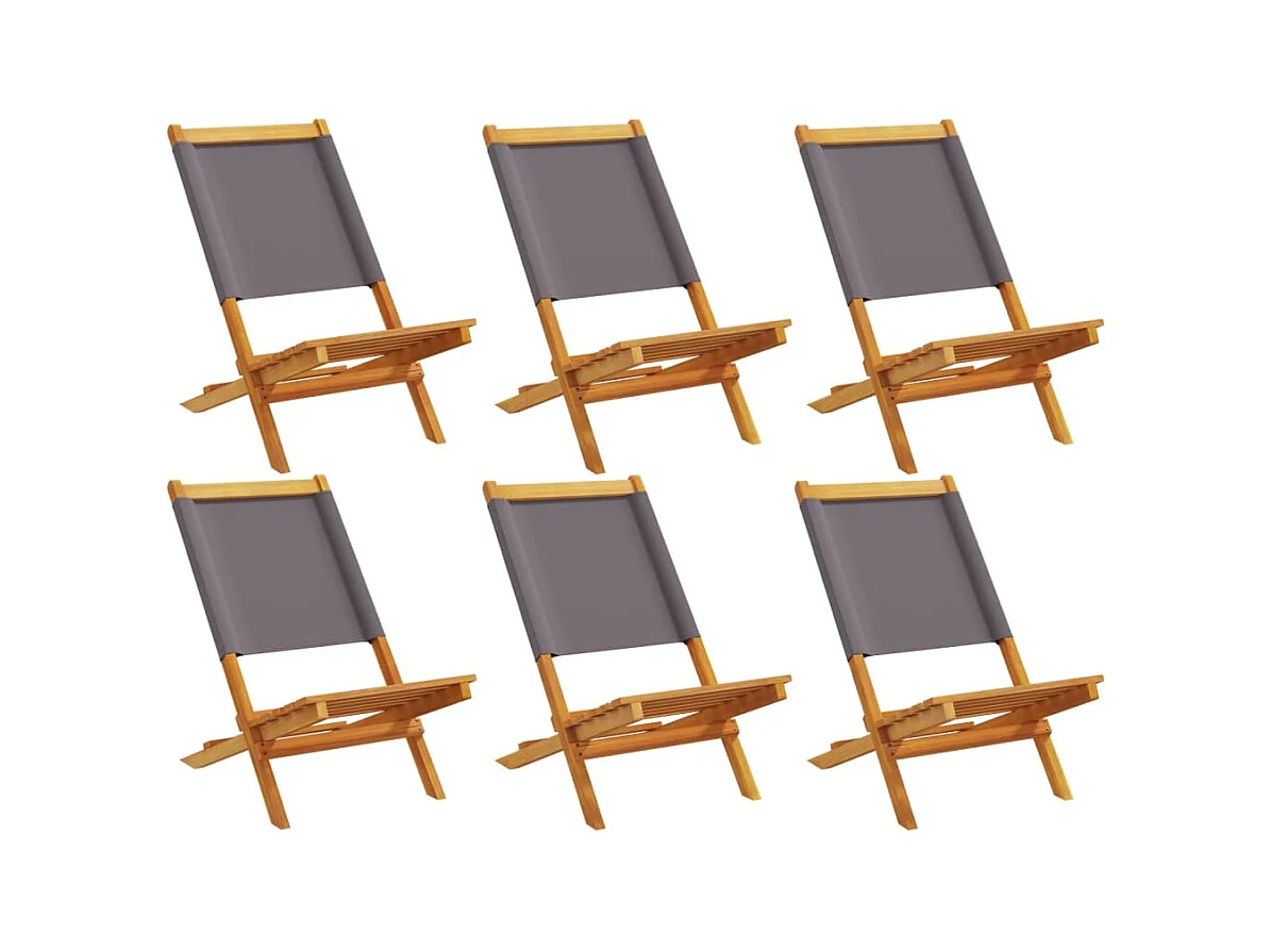 Chaises de jardin pliantes lot de 6 tissu et bois massif
