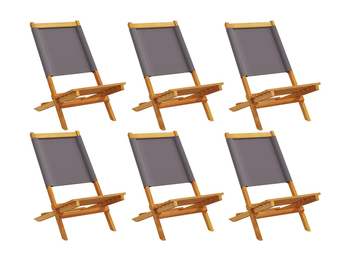 Chaises de jardin pliantes lot de 6 tissu et bois massif