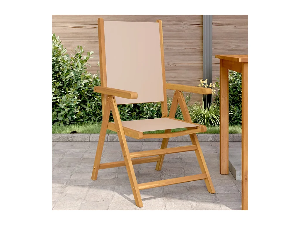 Chaises de jardin lot de 2 taupe bois d'acacia massif et tissu
