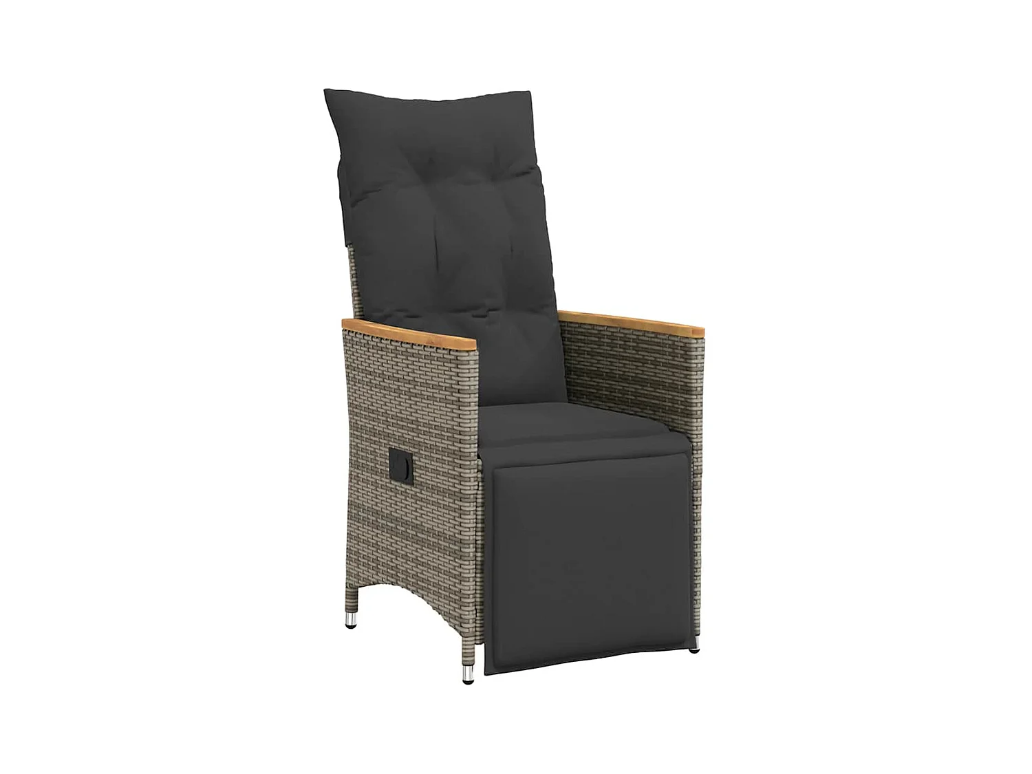 Chaises inclinables de jardin lot de 2 et coussins gris rotin