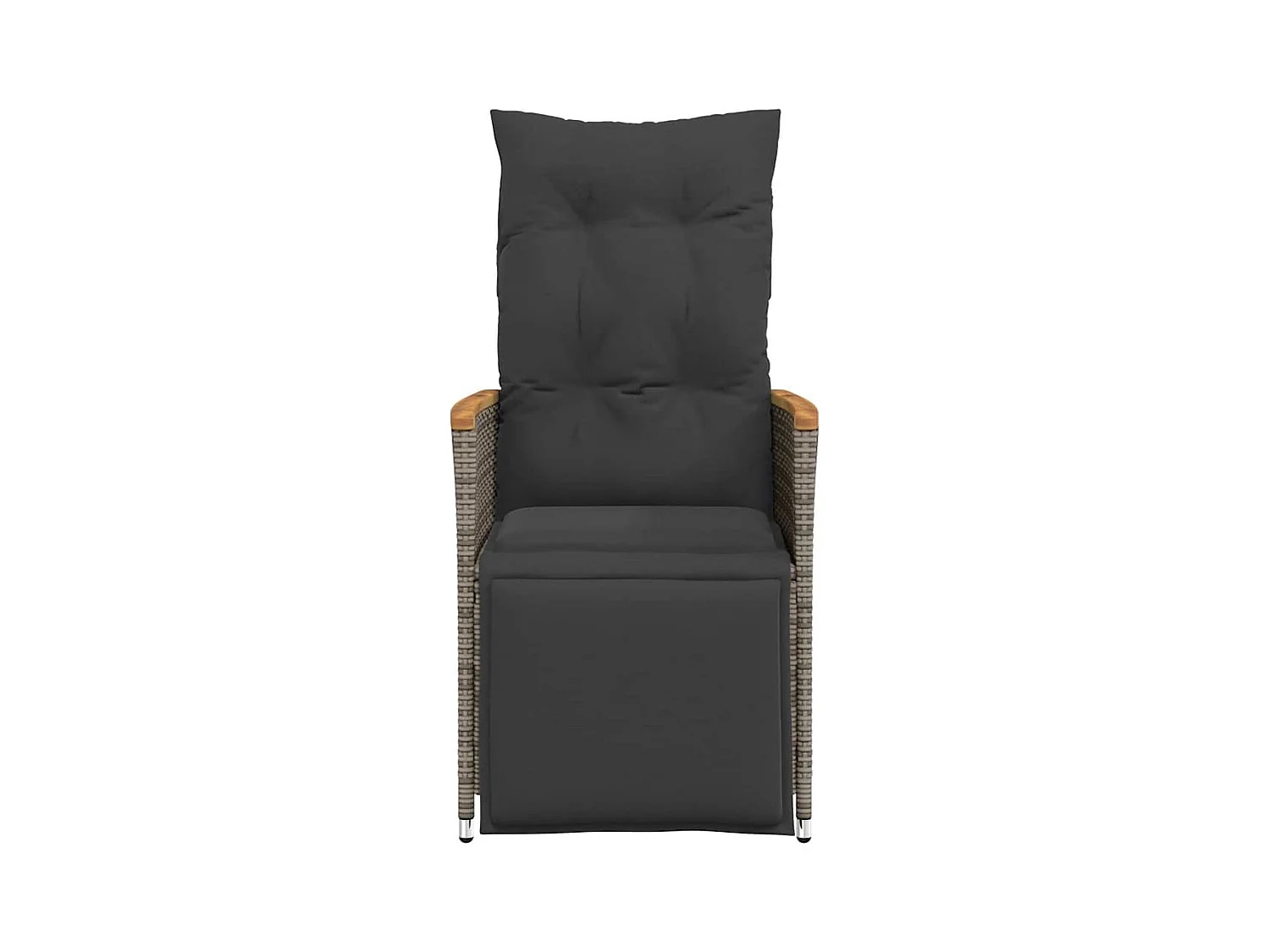 Chaises inclinables de jardin lot de 2 et coussins gris rotin