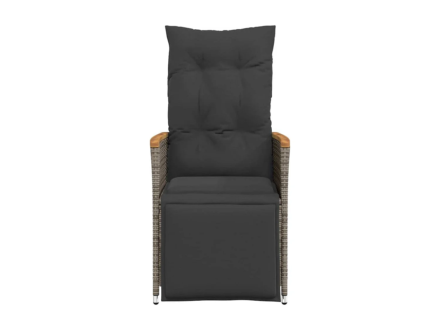 Chaises inclinables de jardin lot de 2 et coussins gris rotin