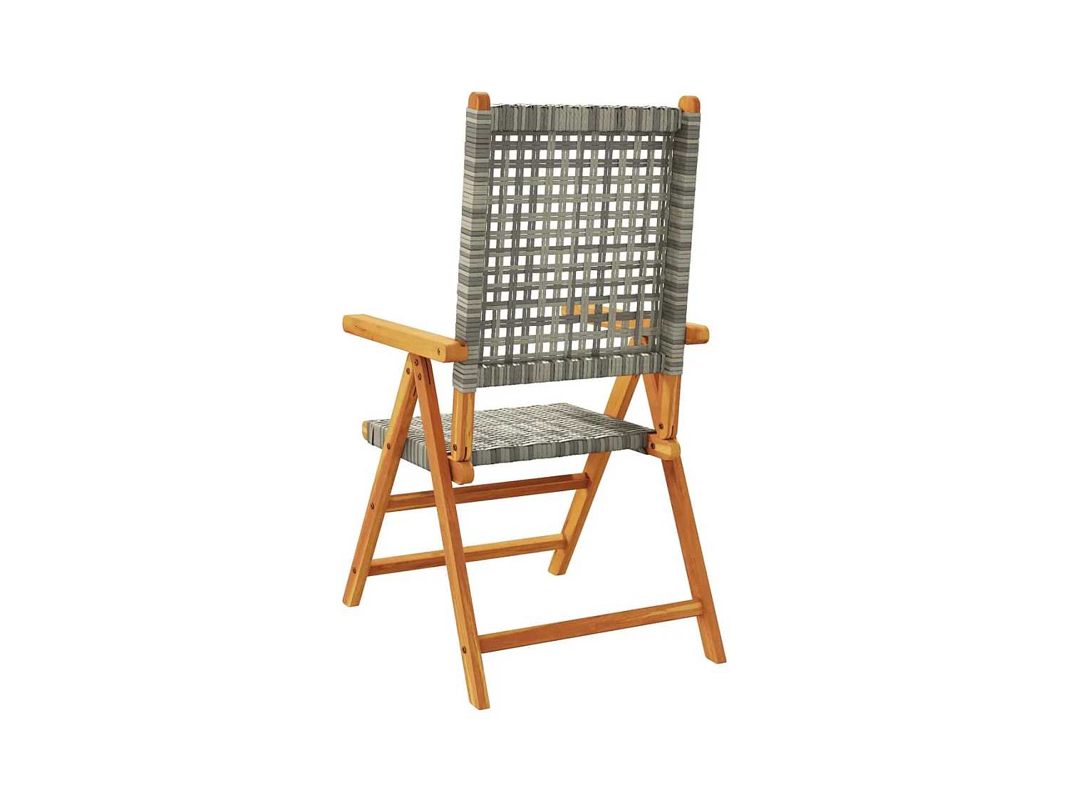 Tuinstoelen 2 st massief acaciahout en poly rattan grijs