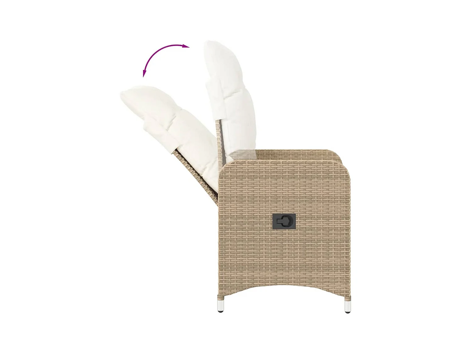 Cadeiras de jardim reclináveis 2 peças com mesa vime PE bege