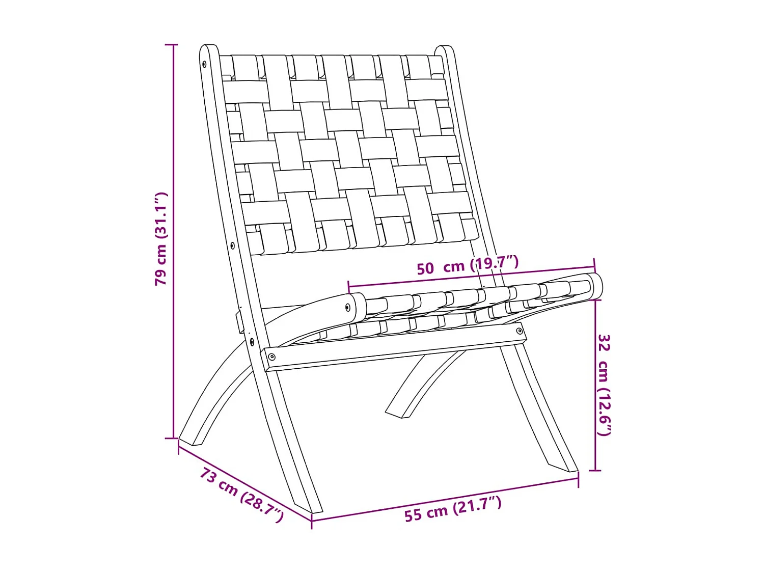 Chaises pliables de jardin lot de 2 avec table noir bois massif