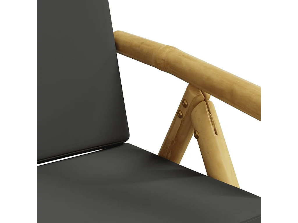 Sillas bistro plegables de bambú 2 unidades con cojines gris oscuro