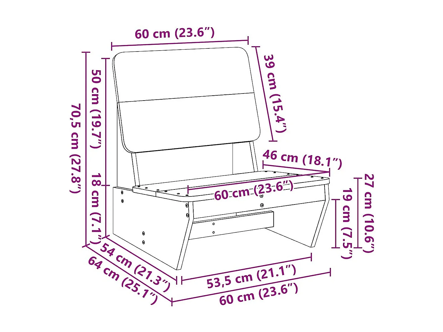 Chaises de jardin lot de 2 60x64x70,5 cm bois massif de douglas