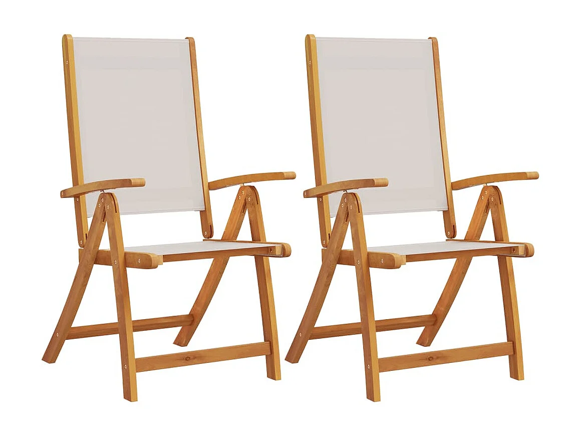 Chaises pliables de jardin lot de 2 bois d'acacia et textilène