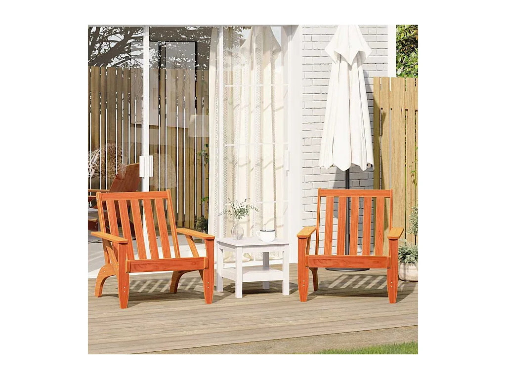 Chaises de jardin adirondack lot de 2 cire marron 75x77x77 cm