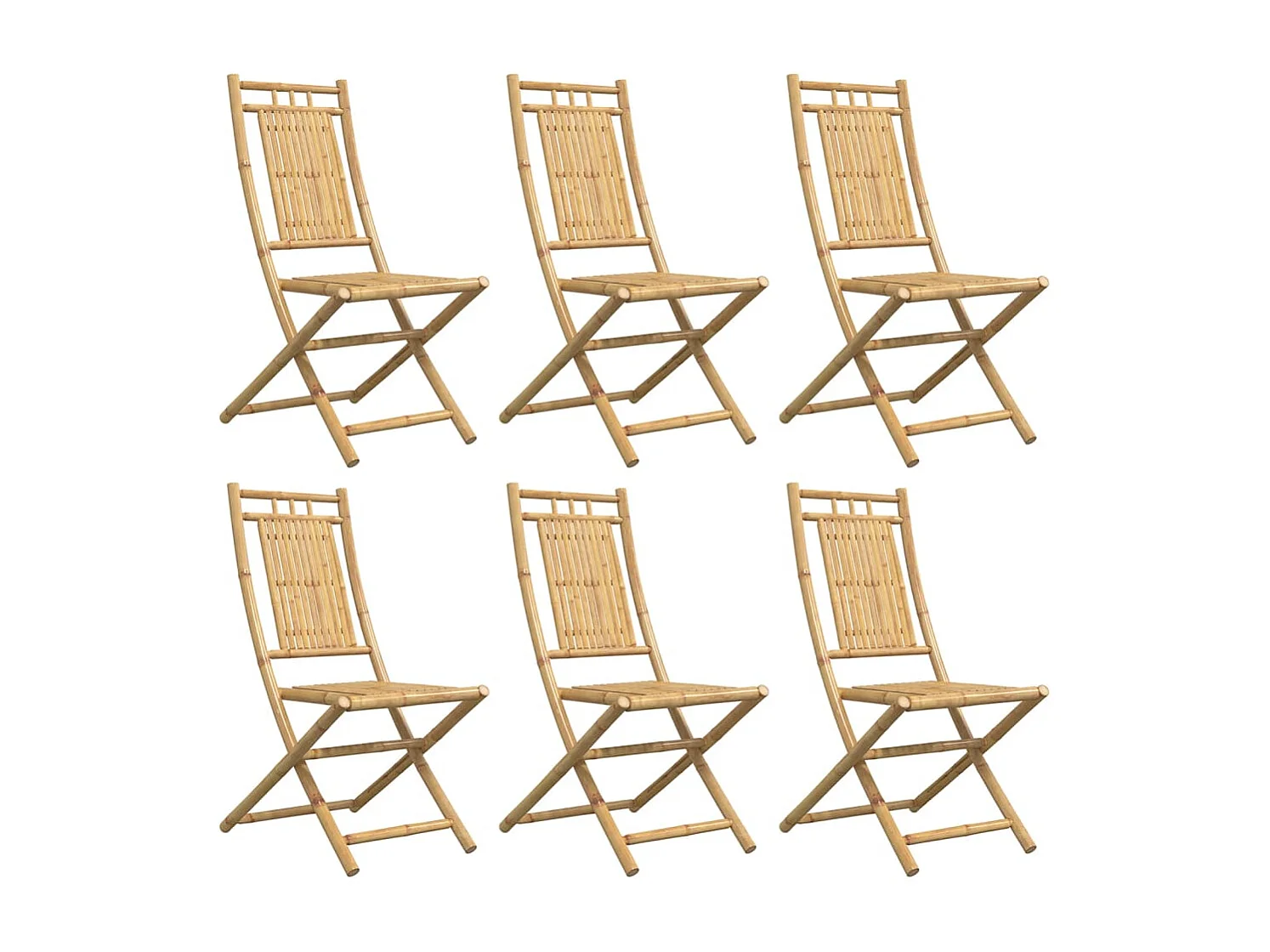 Chaises pliables de jardin lot de 6 46x66x99 cm bambou