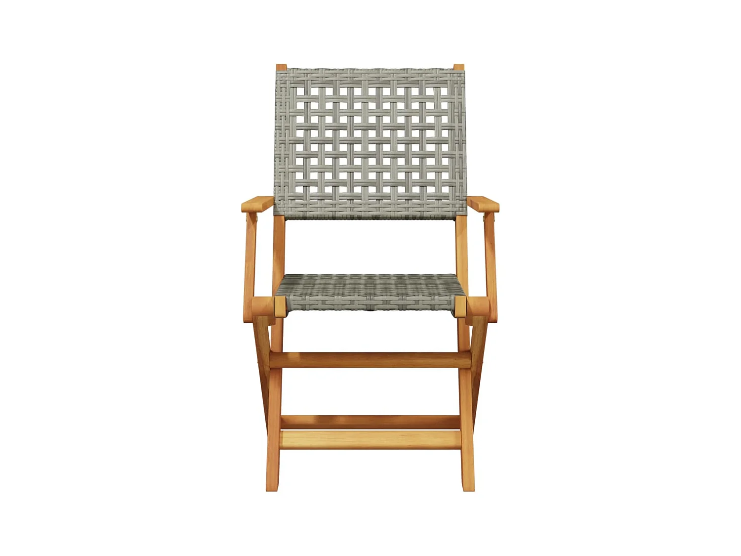 Tuinstoelen 2 st massief acaciahout en poly rattan grijs