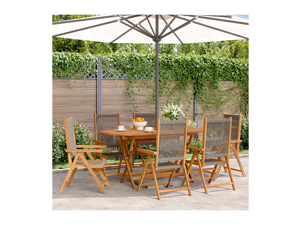 Chaises inclinables de jardin lot de 6 gris bois massif acacia