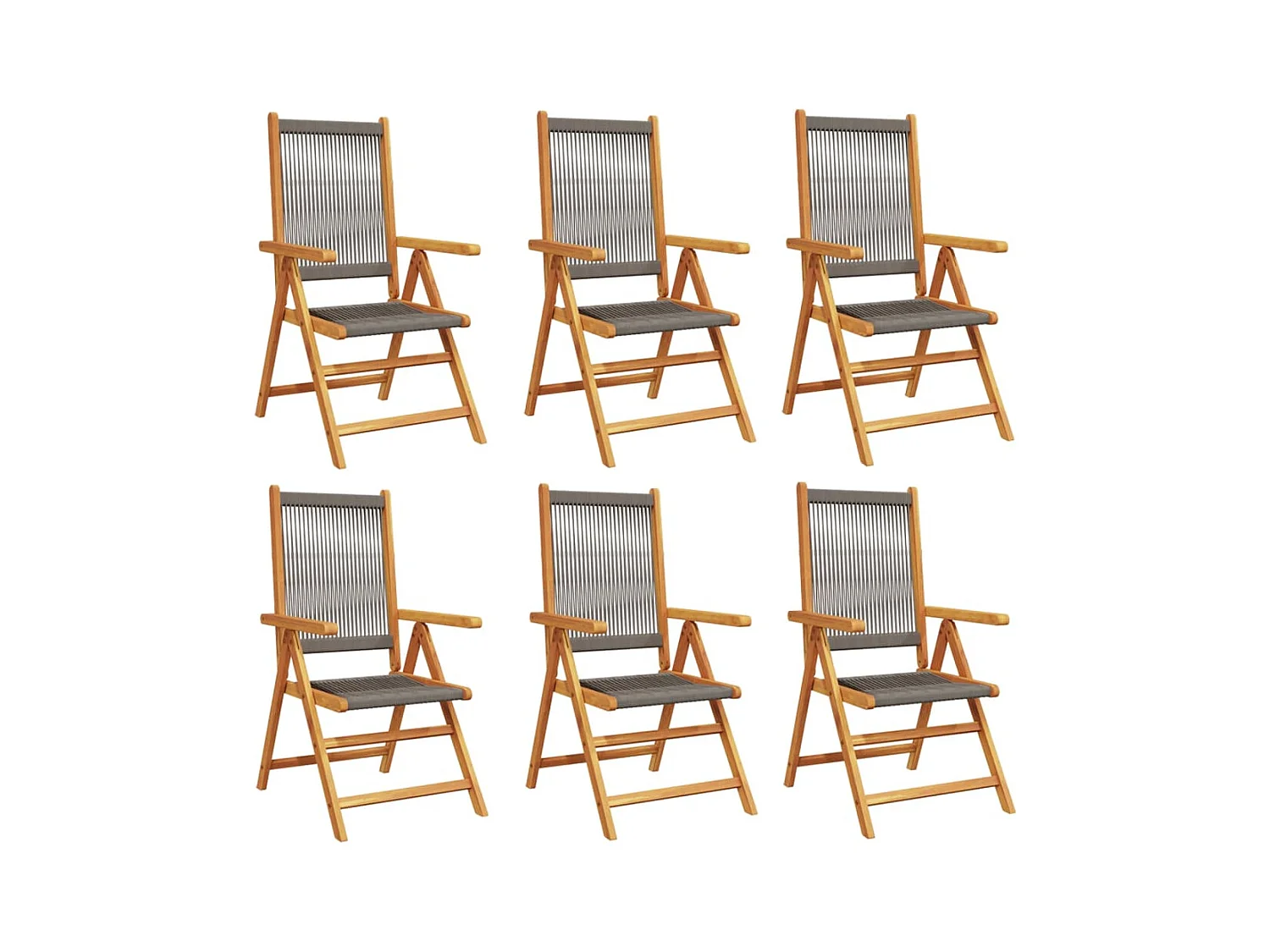 Chaises inclinables de jardin lot de 6 gris bois massif acacia