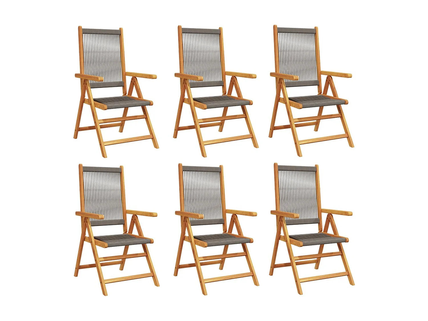 Chaises inclinables de jardin lot de 6 gris bois massif acacia