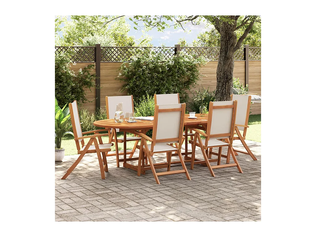 Chaises pliables de jardin lot de 6 bois d'acacia et textilène