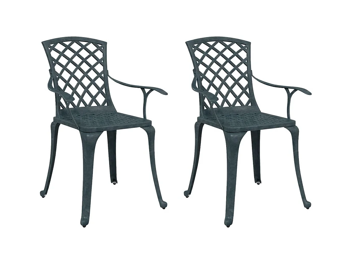 Cadeiras de jardim 2 peças alumínio fundido verde