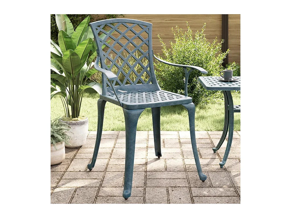 Chaises de jardin lot de 2 vert aluminium coulé