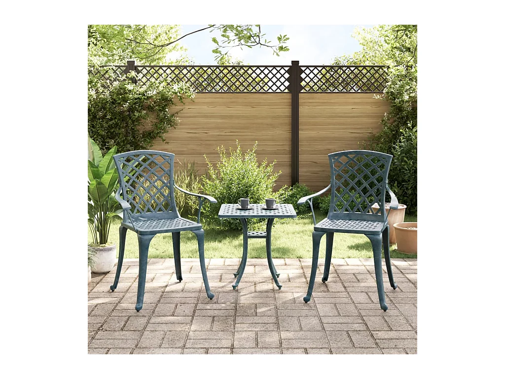 Sillas de jardín 2 unidades aluminio fundido verde