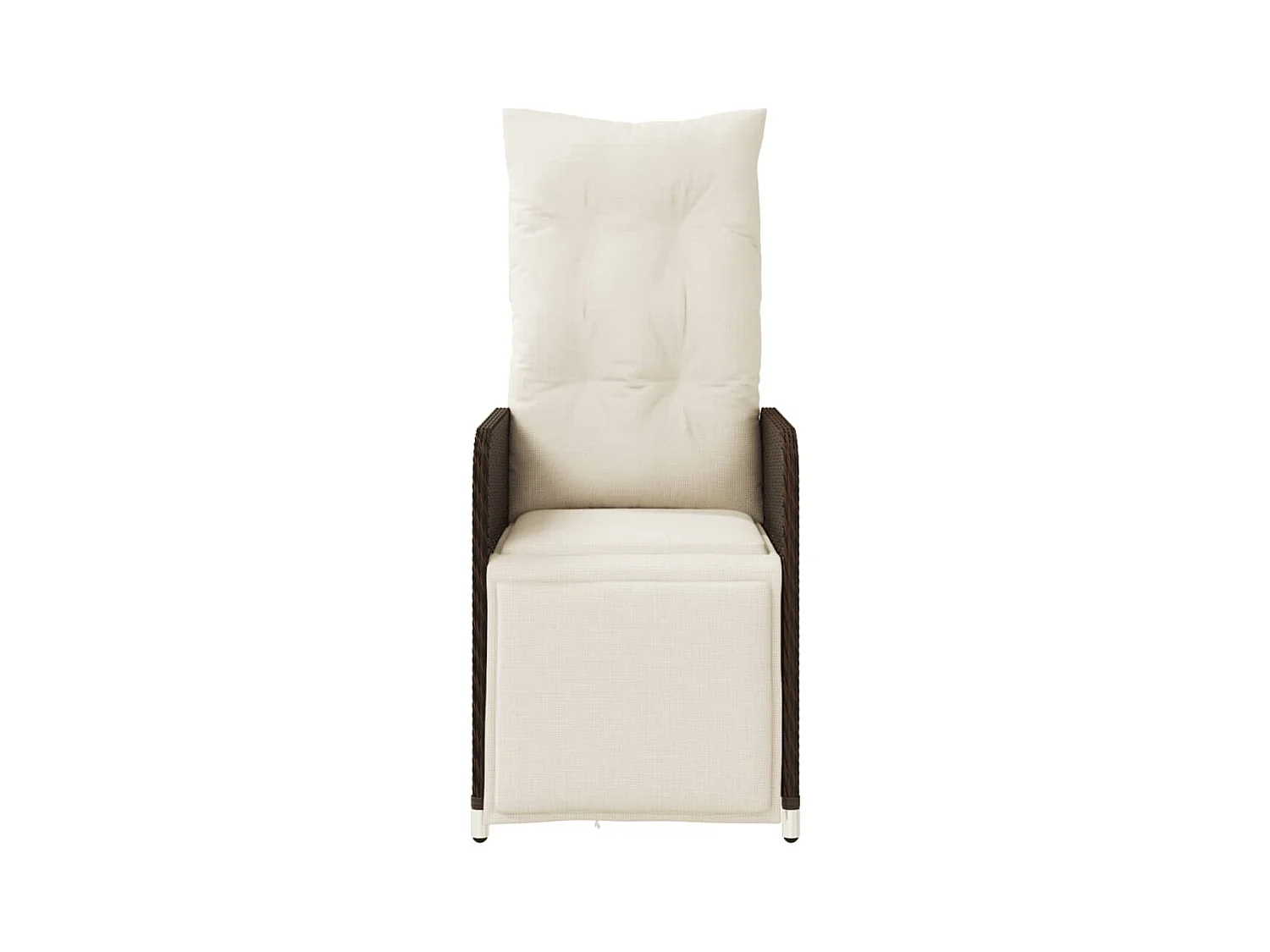 Chaises inclinables de jardin lot de 2 et coussins marron rotin