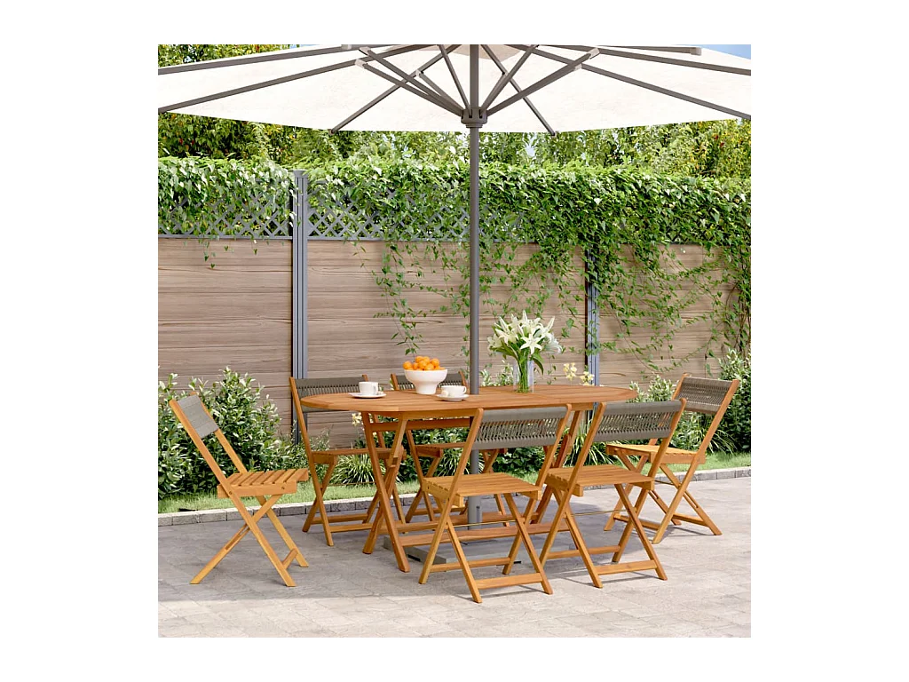 Chaises de jardin pliables lot de 6 gris bois d'acacia massif