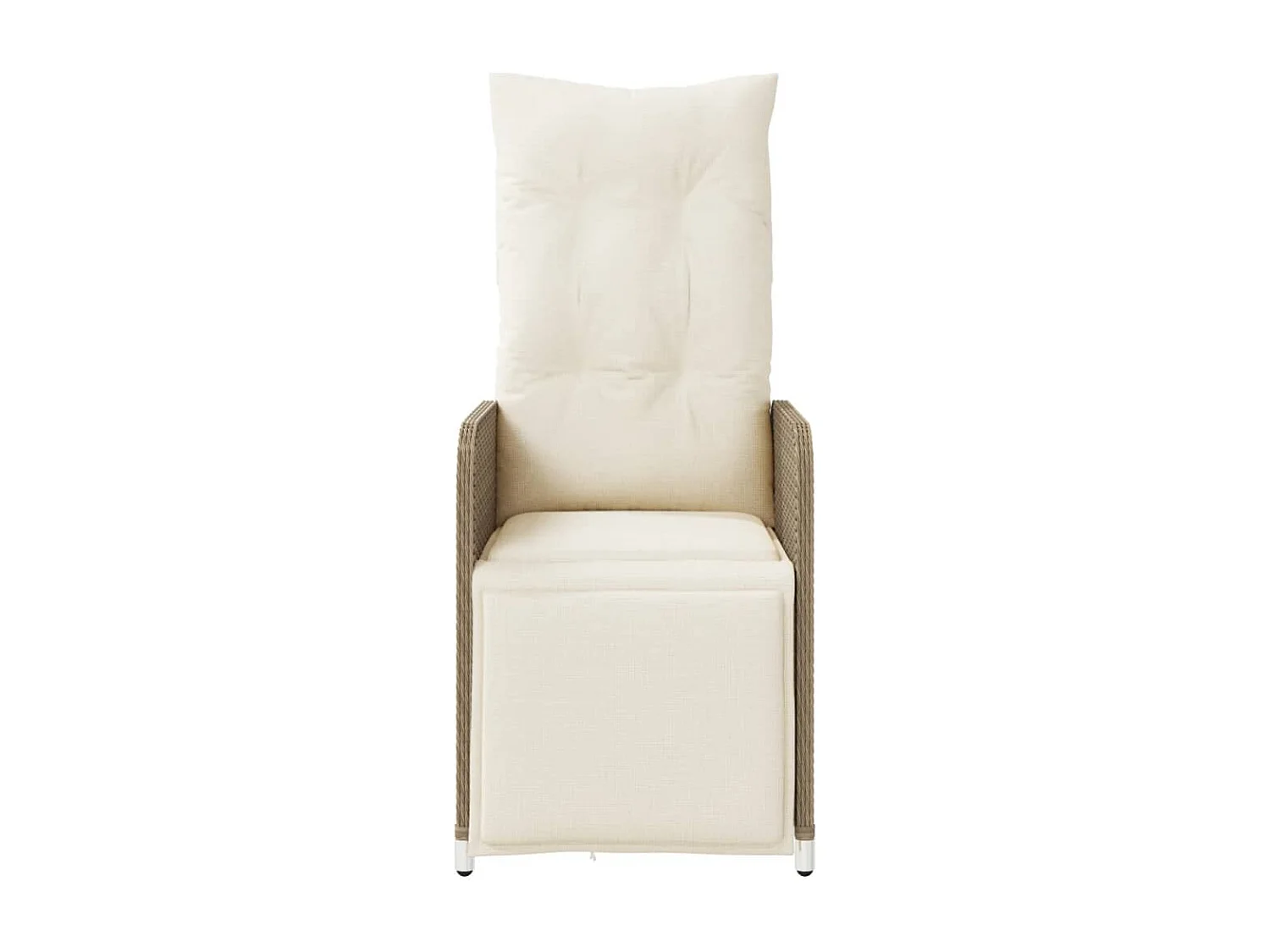 Chaises inclinables de jardin lot de 2 et coussins beige rotin