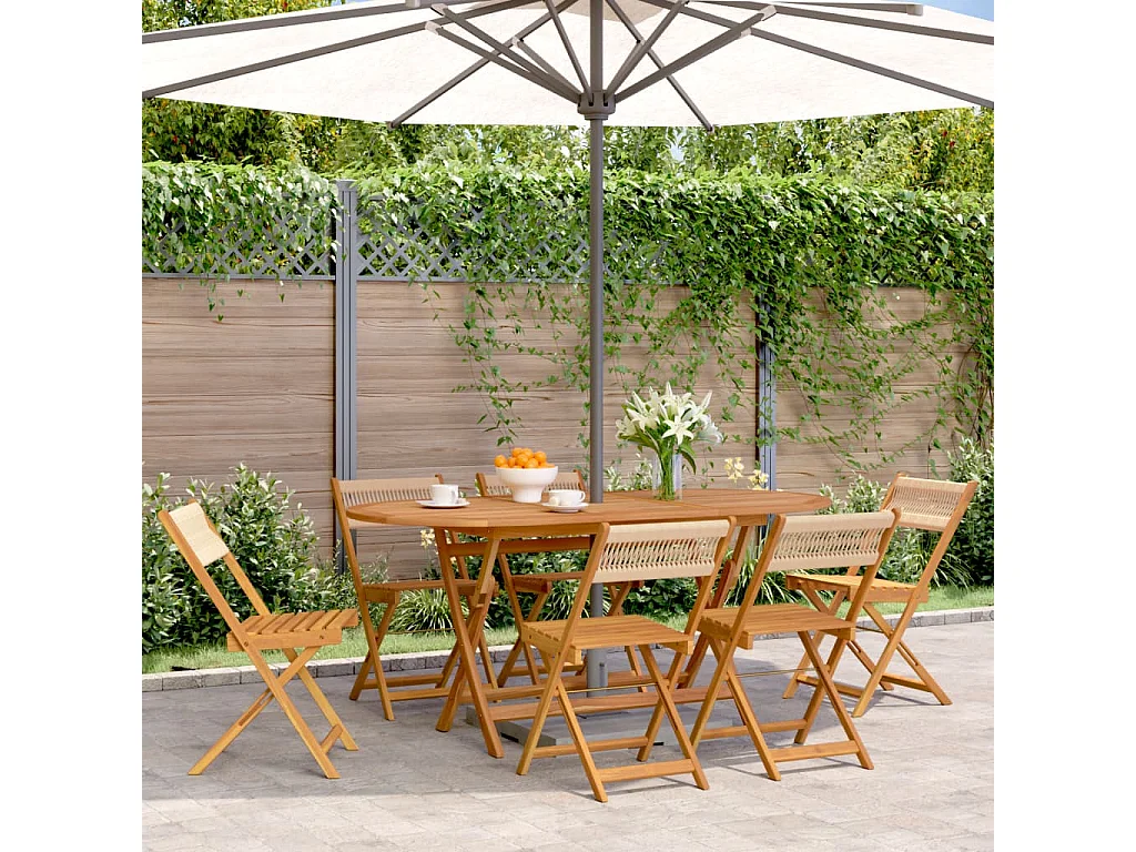 Chaises de jardin pliantes lot de 6 beige bois d'acacia massif