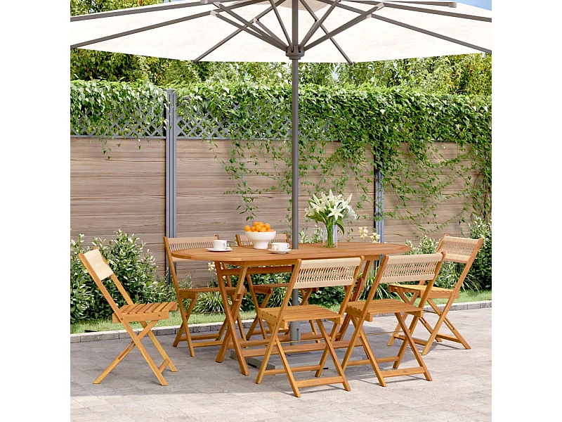 Chaises de jardin pliantes lot de 6 beige bois d'acacia massif