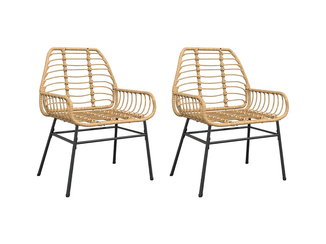 Chaises de jardin lot de 2 marron résine tressée