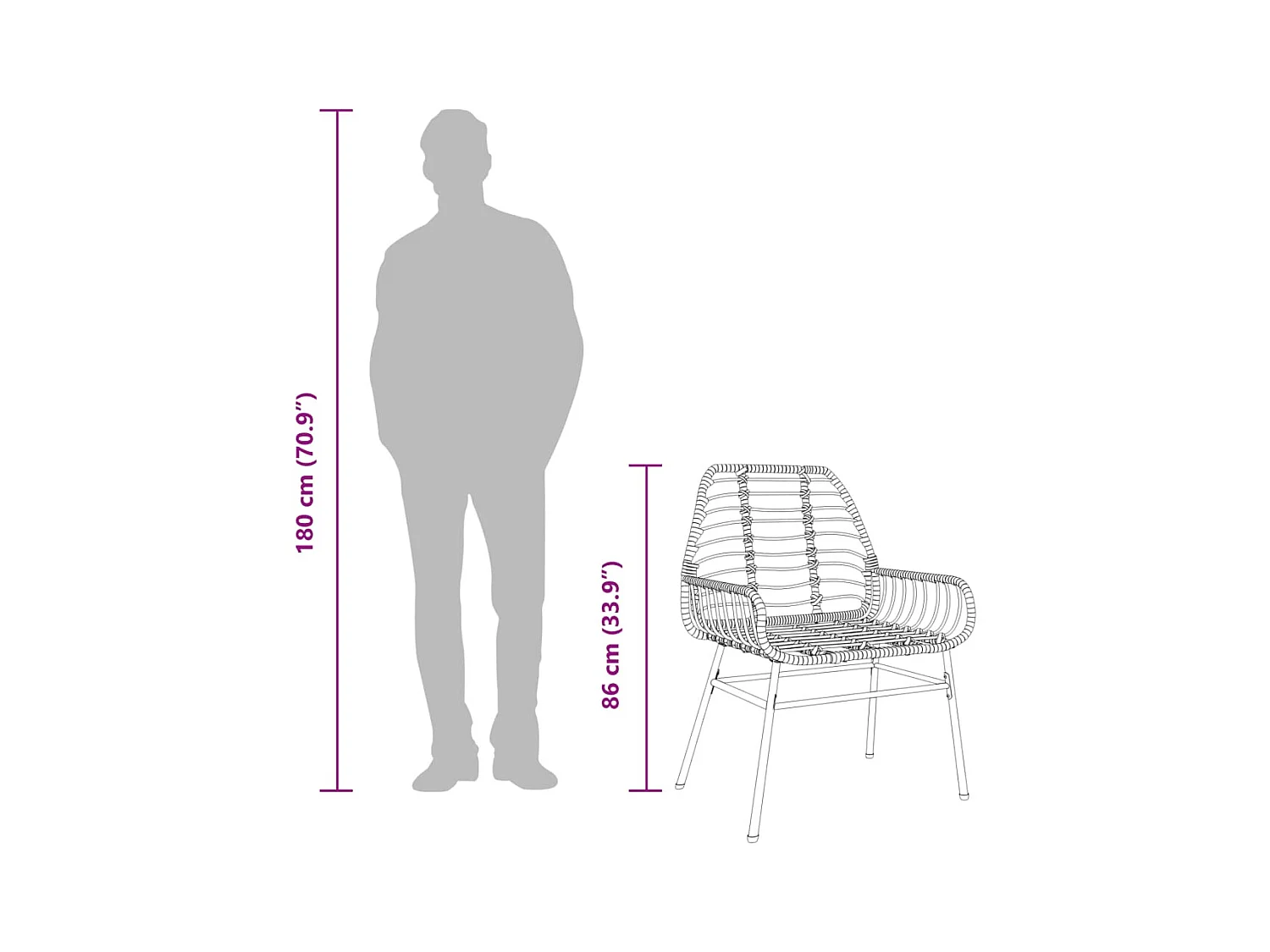 Chaises de jardin lot de 2 marron résine tressée