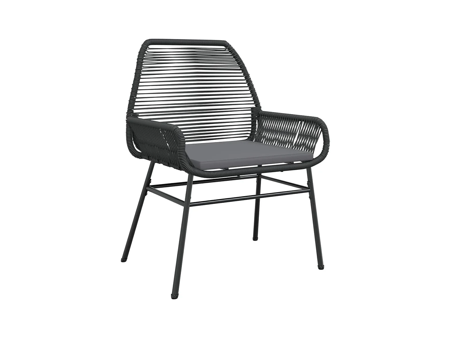 Chaises de jardin lot de 2 avec coussins noir résine tressée