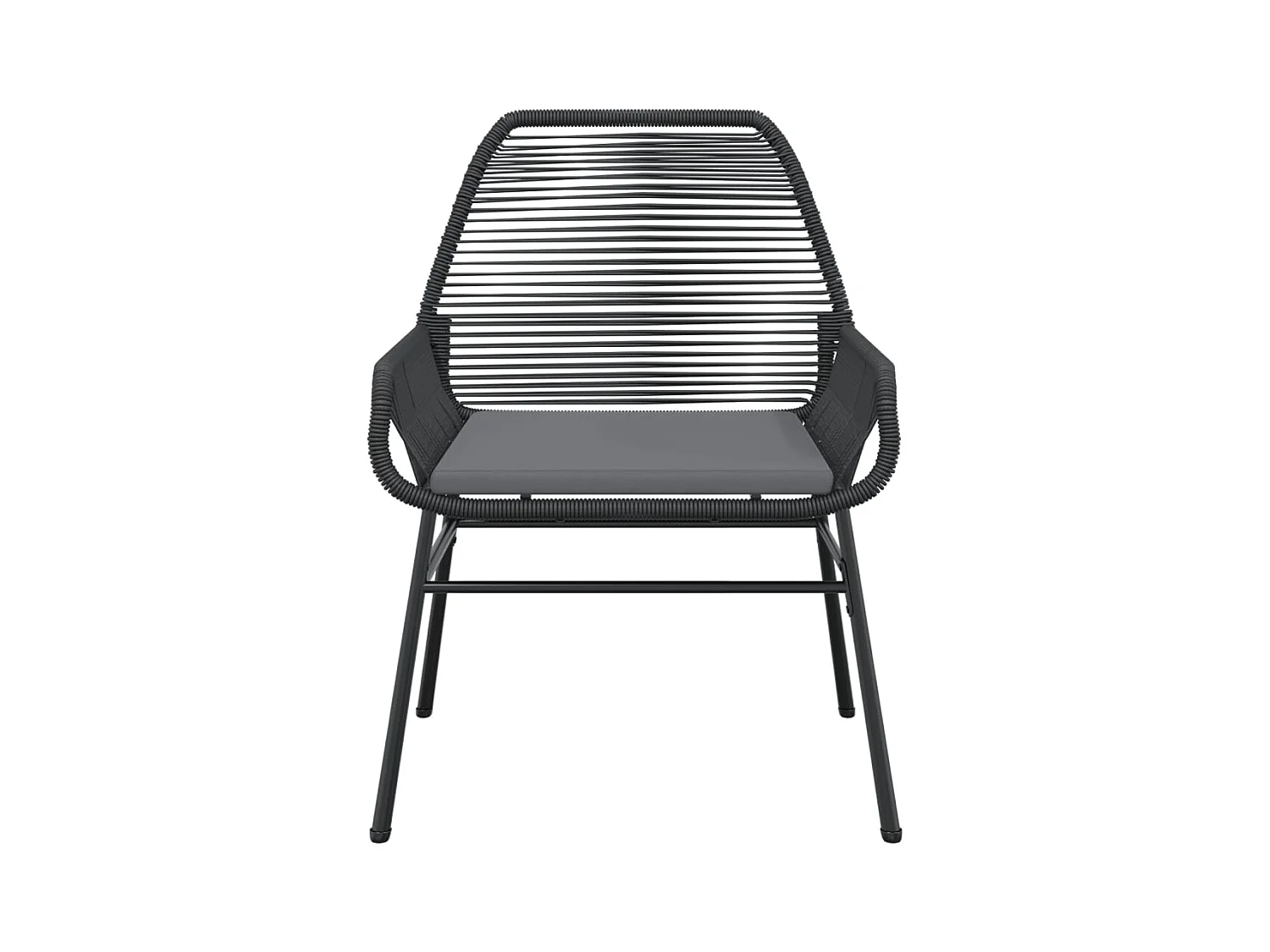 Chaises de jardin lot de 2 avec coussins noir résine tressée