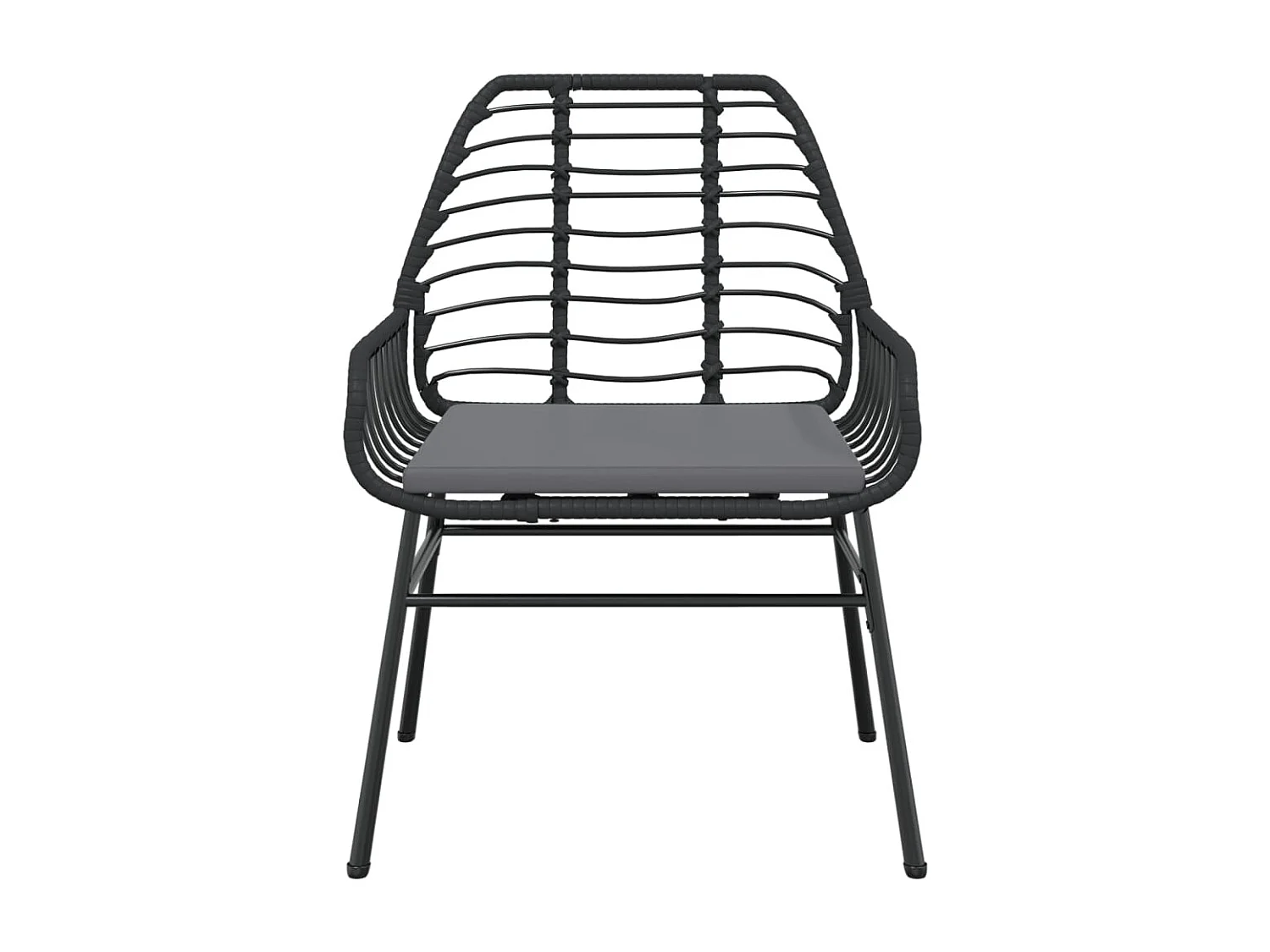 Chaises de jardin lot de 2 avec coussins noir résine tressée