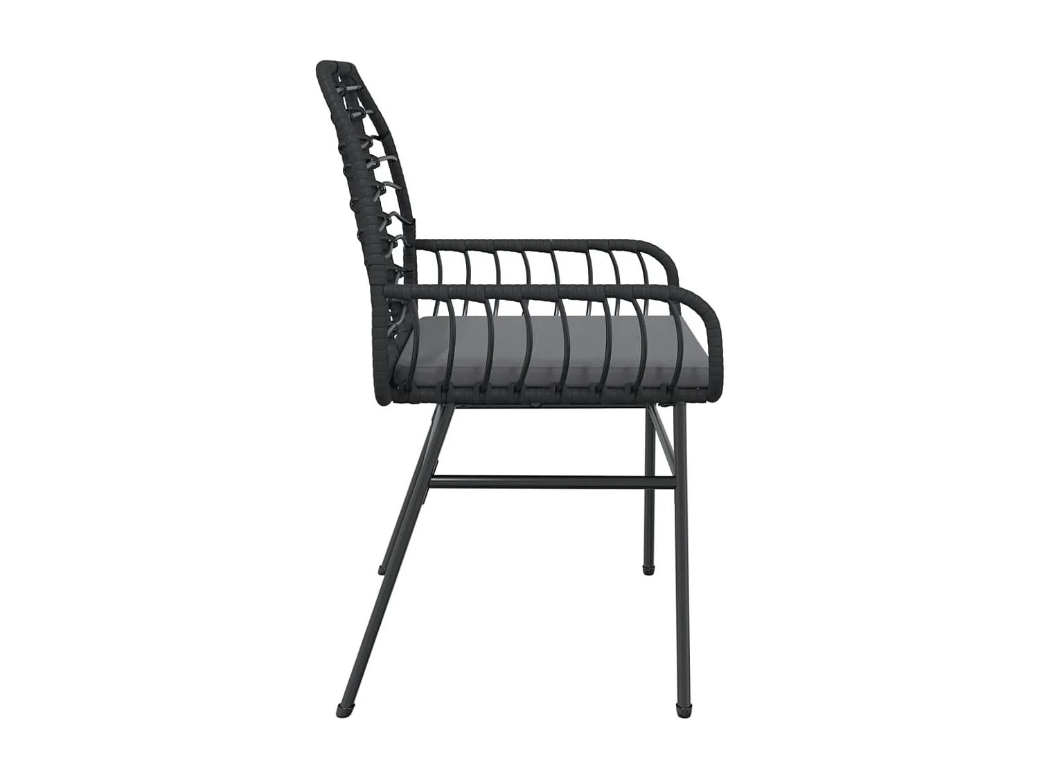 Chaises de jardin lot de 2 avec coussins noir résine tressée