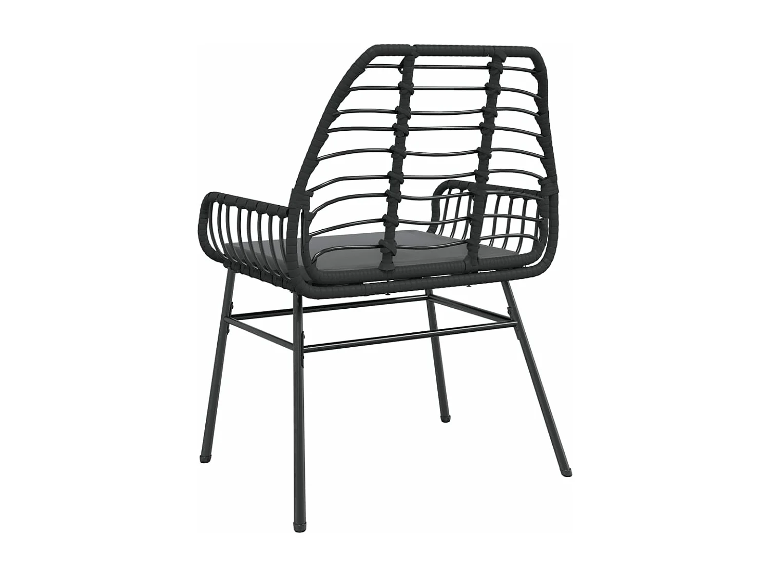 Chaises de jardin lot de 2 avec coussins noir résine tressée
