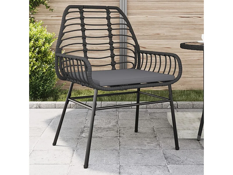 Chaises de jardin lot de 2 avec coussins noir résine tressée