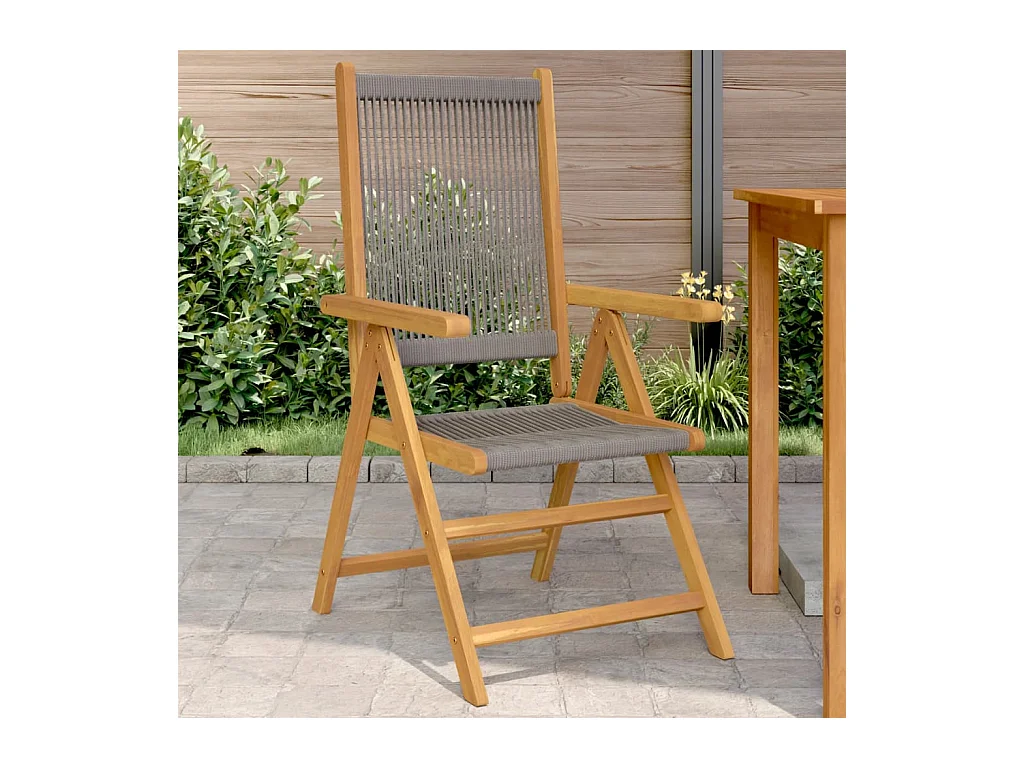 Tuinstoelen 2 st massief acaciahout en polypropeen grijs