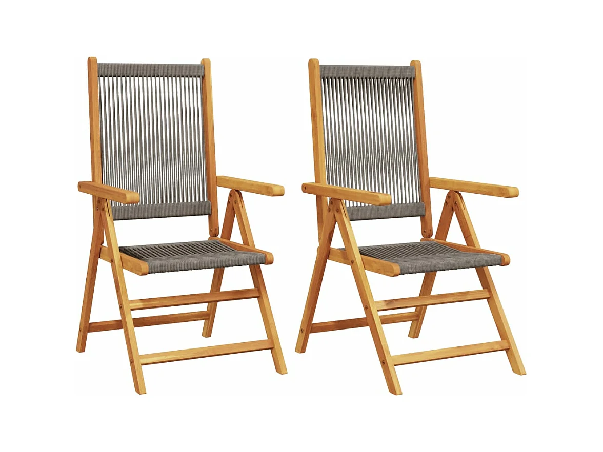 Tuinstoelen 2 st massief acaciahout en polypropeen grijs