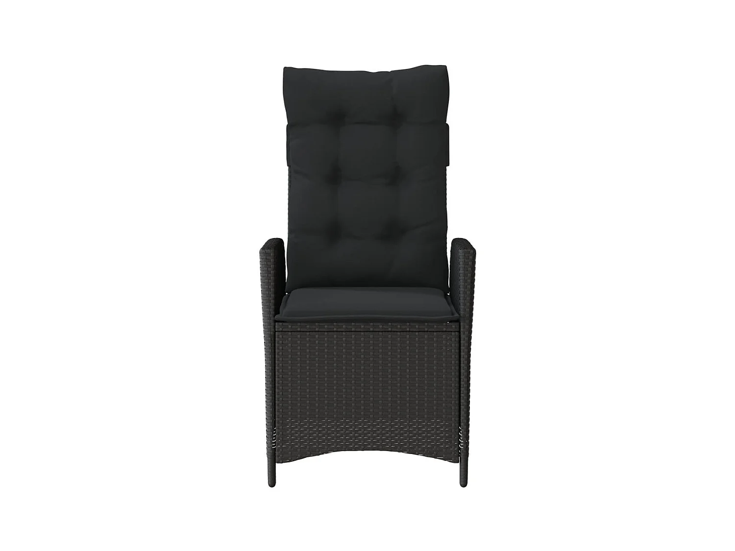 Tuinstoelen 2 stukkenverstelbaar met kussens poly rattan zwart