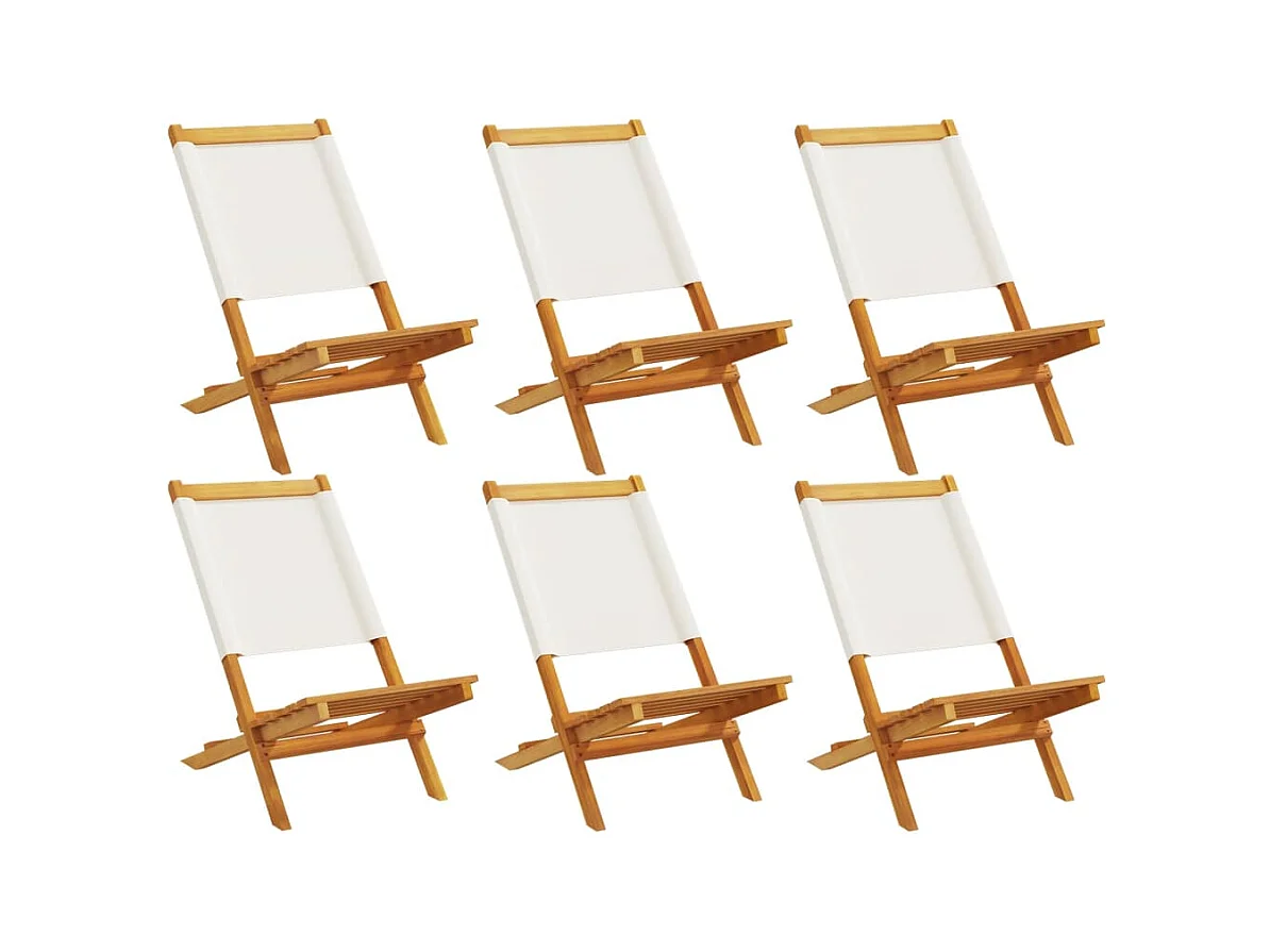 Sillas jardín plegables 6 unidades tela madera maciza y tela crema