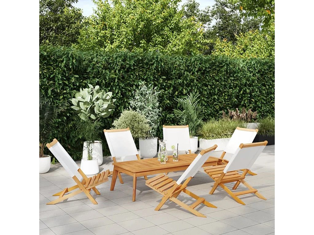 Chaises de jardin pliantes lot de 6 tissu et bois massif
