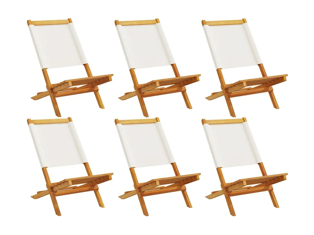 Chaises de jardin pliantes lot de 6 tissu et bois massif