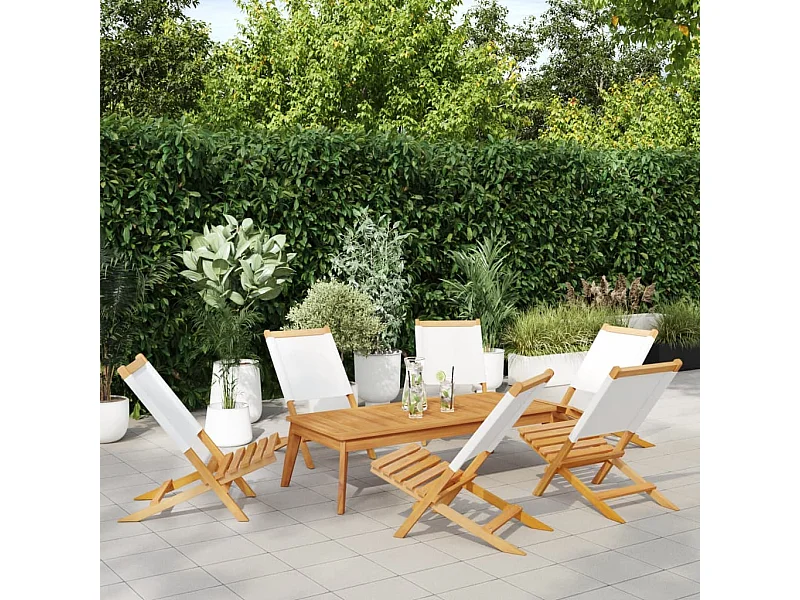 Chaises de jardin pliantes lot de 6 tissu et bois massif