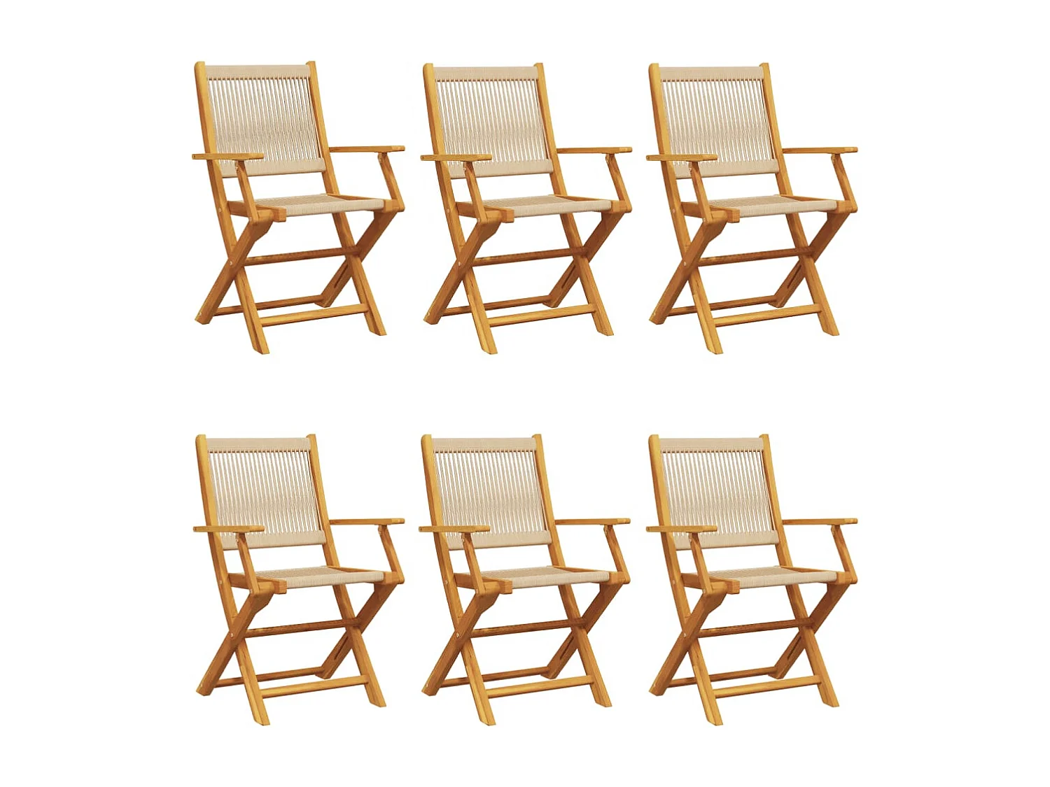 Sillas de jardín plegables 6 unidades madera maciza acacia beige