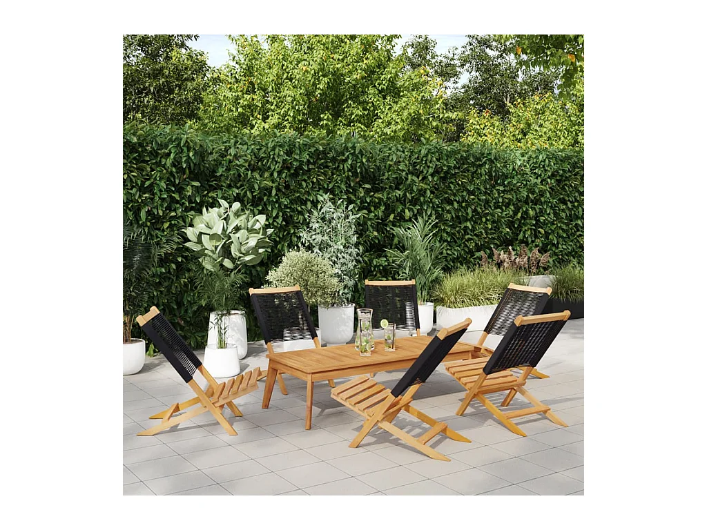 Sillas de jardín reclinables 6 unidades madera maciza acacia negro