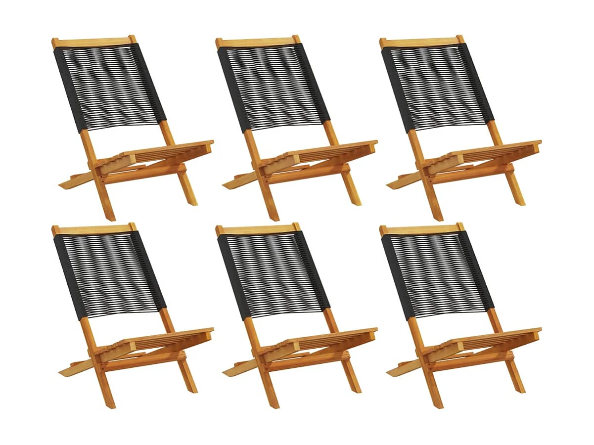 Chaises de jardin pliantes lot de 6 noir bois d'acacia massif